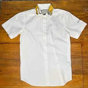Gucci Tiger Embroidered Collar Short Sleeve Button-Up- Size Small -Made in Italy